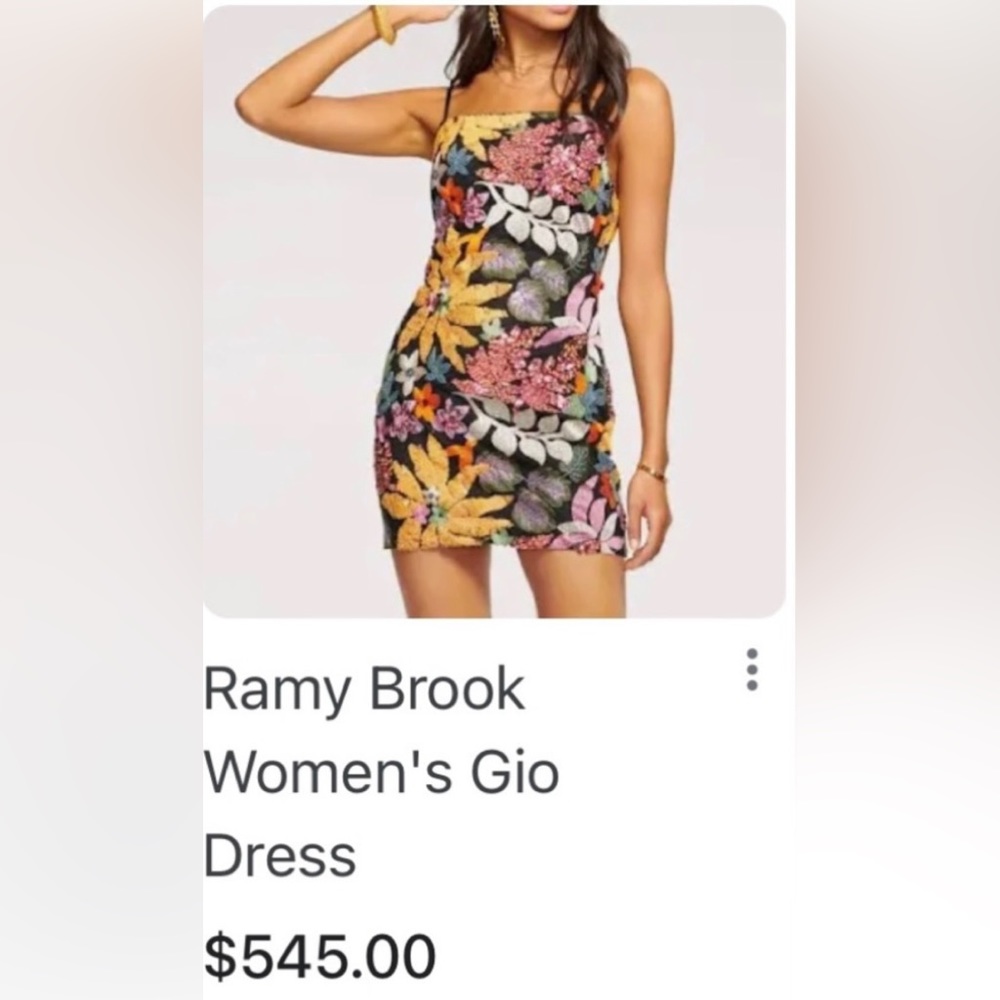 2X HOST PICK” Ramy Brook Sequined Floral Embroidered Dress. - Picture 2 of 14